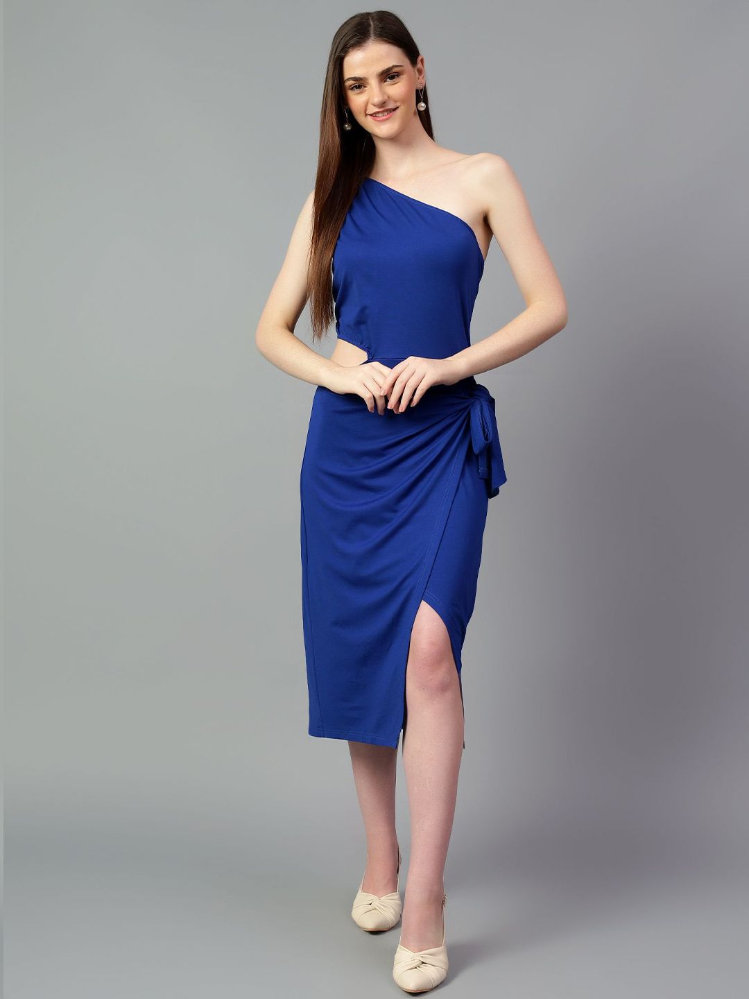Kotty One Shoulder Sheath Midi Dress