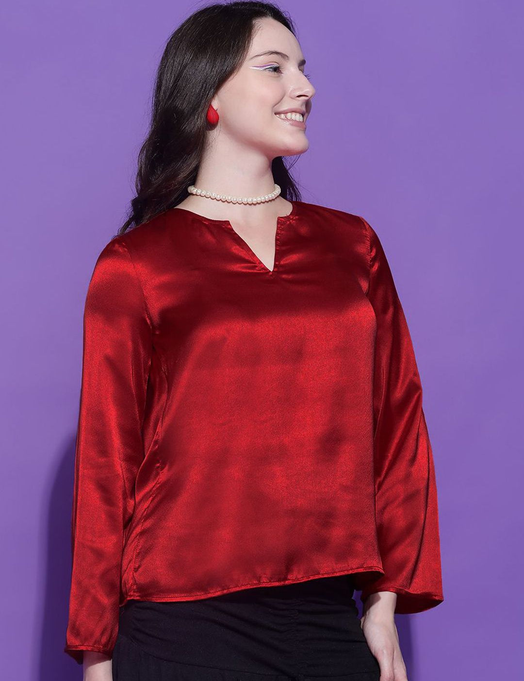 Kotty Women Solid V-Neck Top