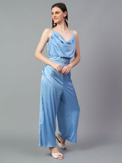 Kotty Women Solid Cowl Neck Sleeveless Basic Jumpsuit