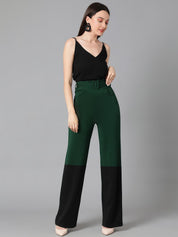 Kotty Women Solid Colourblocked High-Rise Easy Wash Trousers
