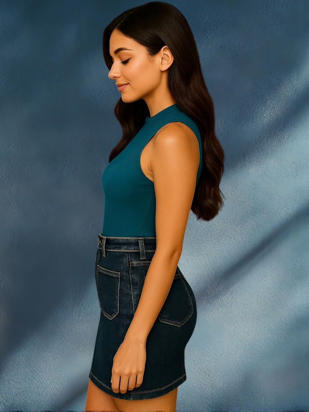 Kotty Women High-Waist Denim Pencil Skirt