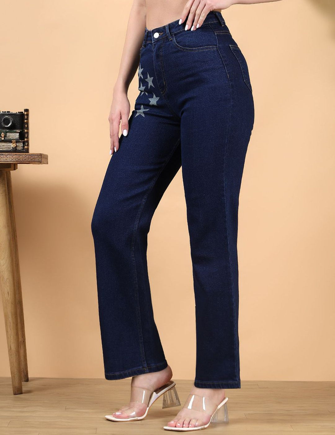 Kotty Women Straight Fit High-Rise Printed Stretchable Jeans