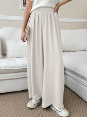 Kotty Women Solid High-Rise Flowy Pants with Elasticated Waist