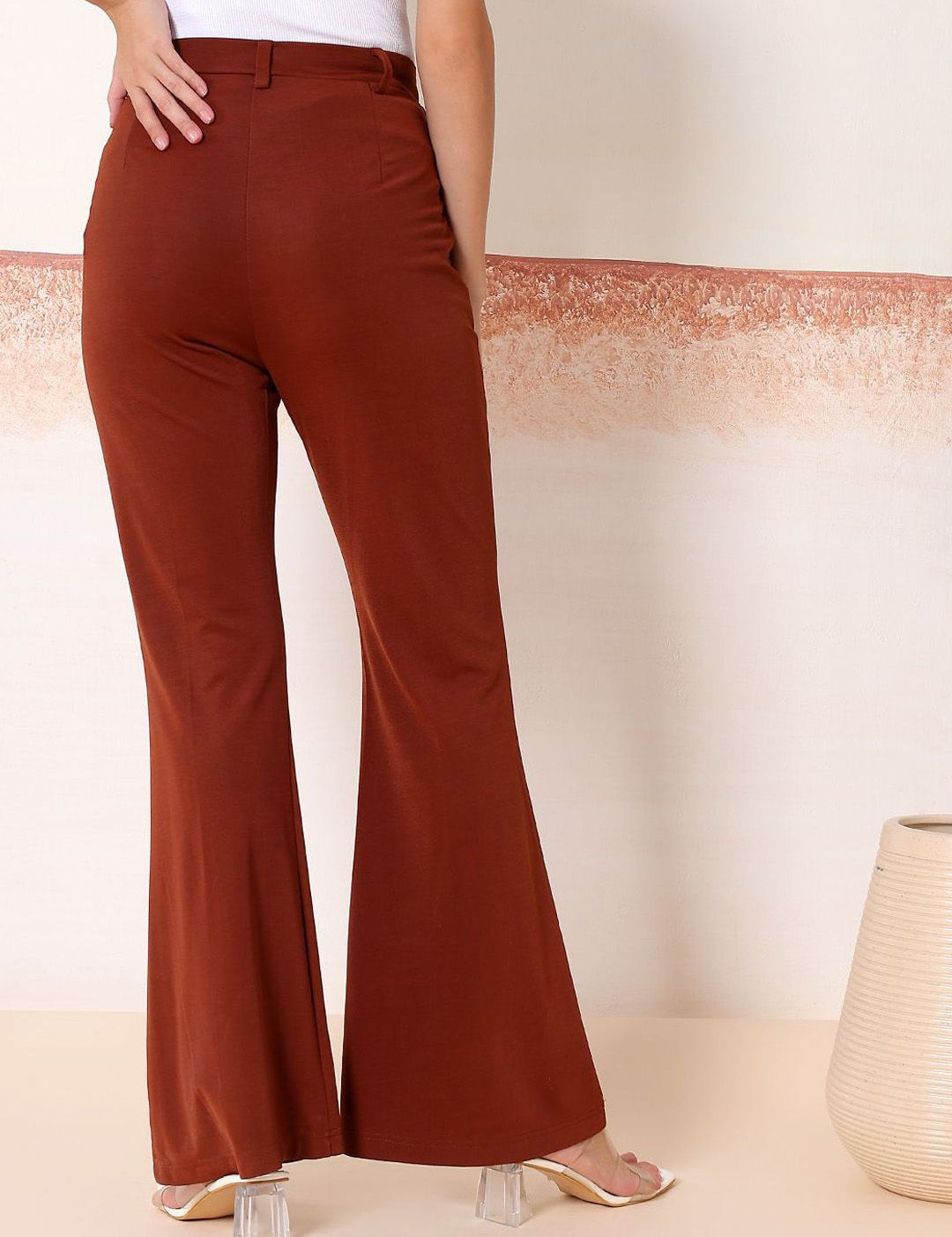 Kotty Women Comfort Flared High-Rise Regular Trousers