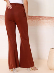 Kotty Women Comfort Flared High-Rise Regular Trousers