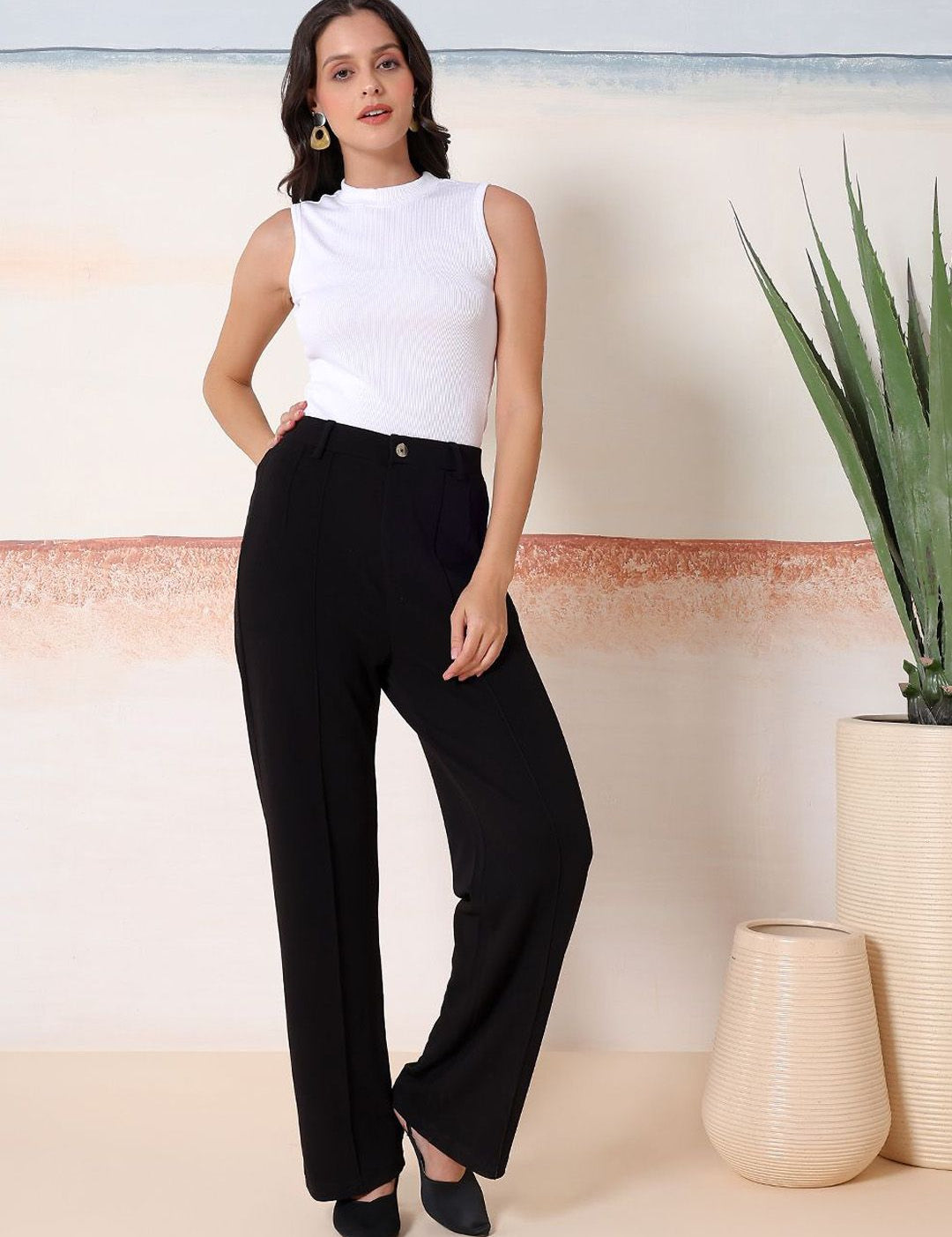 Kotty Round Neck Top With trousers Co-Ords