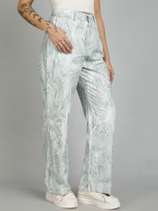 Kotty Women Abstract Printed Straight Fit High-Rise Trousers