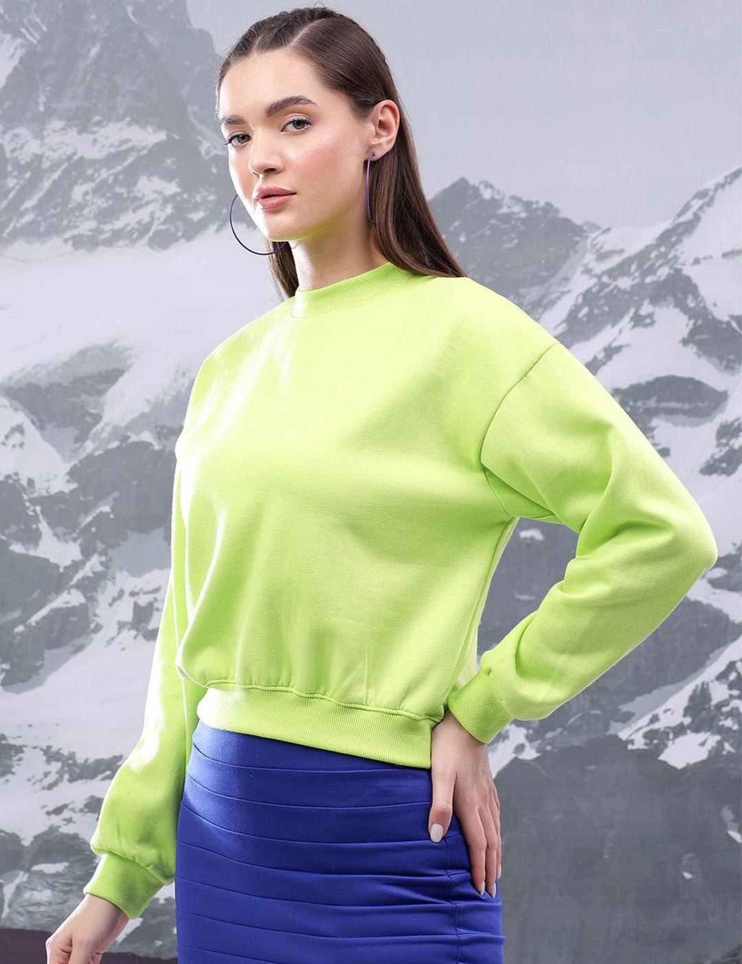 Kotty Women Solid Oversized Pullover Sweatshirt