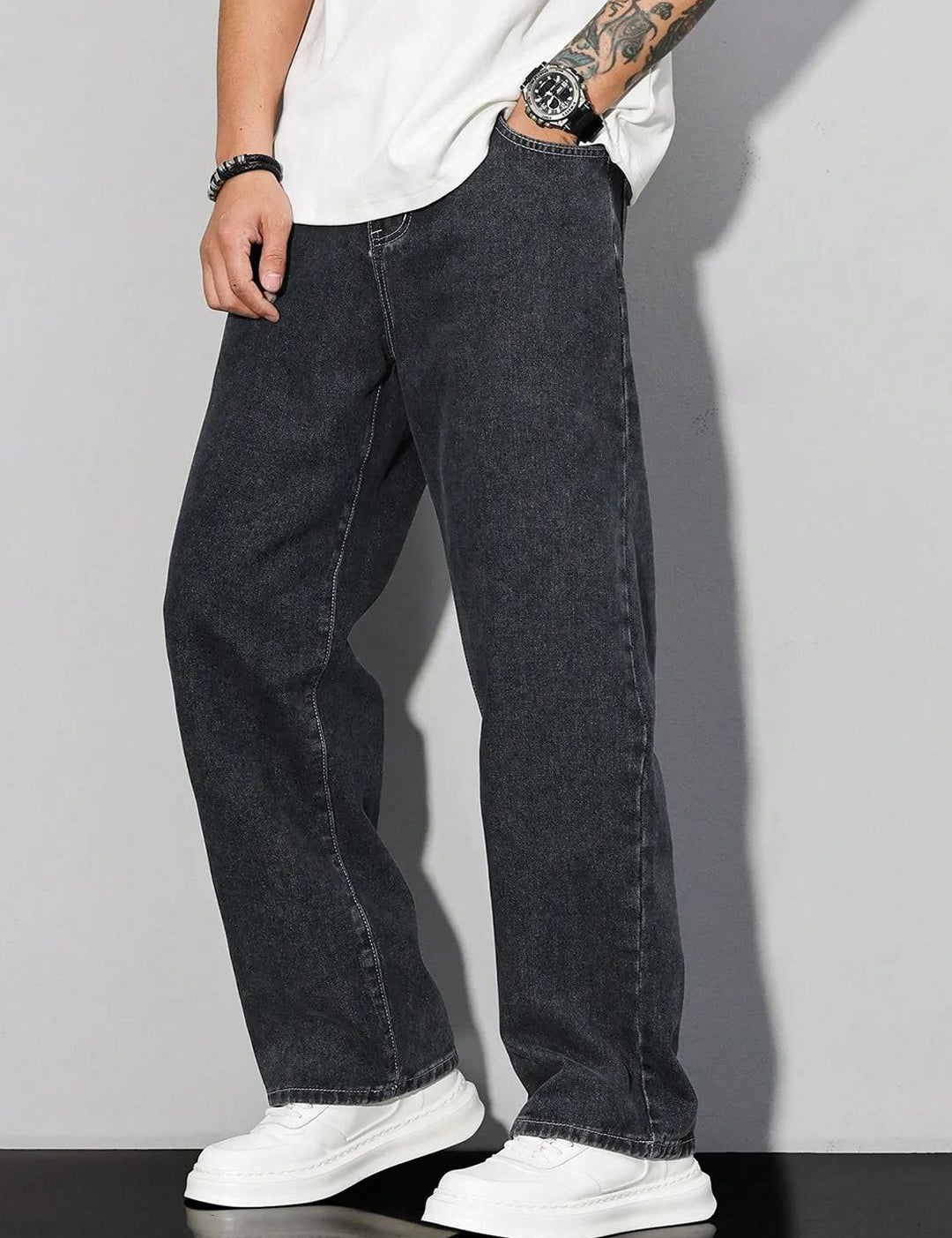 Kotty Men Baggy Fit Mid-Rise Stretchable Jeans