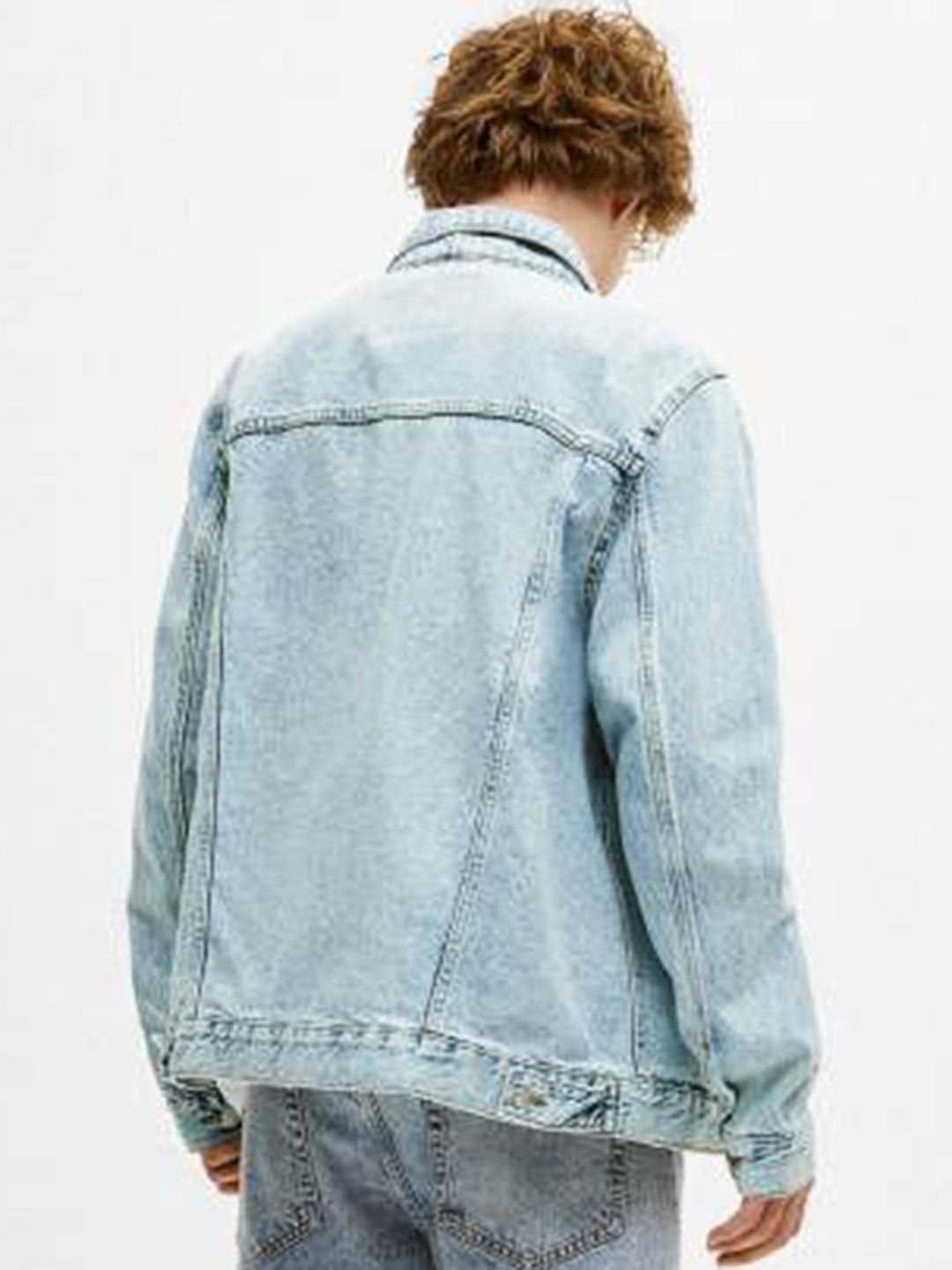 Kotty Men Solid Spread Collar Denim Jacket