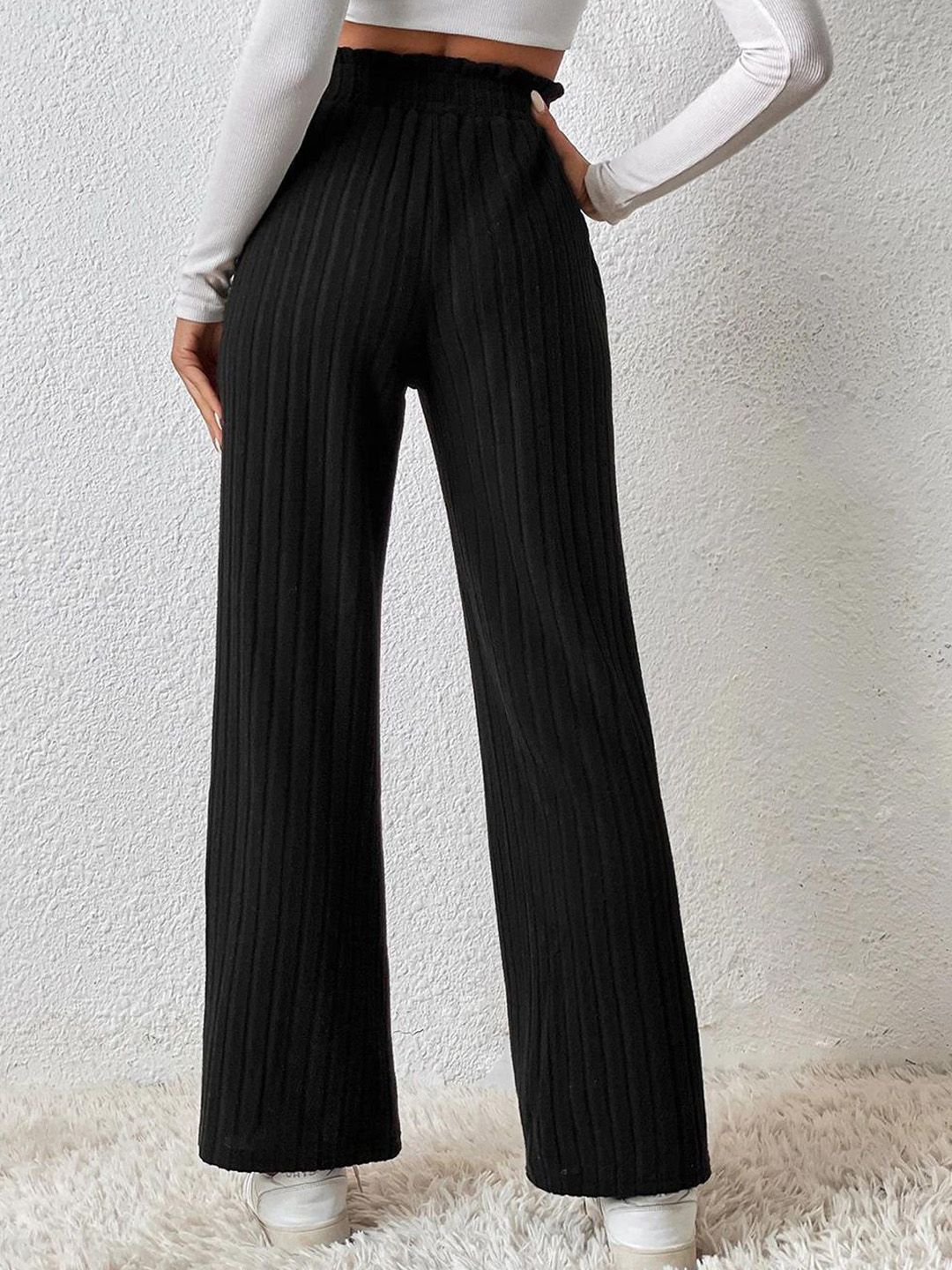 Kotty Women Comfort Flared High-Rise Flat-Front Parallel Trousers