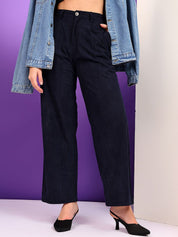 Kotty Women Relaxed Straight Leg High-Rise Easy Wash Pleated Formal Trousers