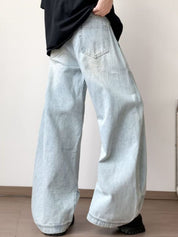 Kotty Men Wide Leg High Rise Light Fade Stretchable Jeans