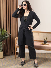 Kotty Shawl Collar Longline Tie-Up Shrug