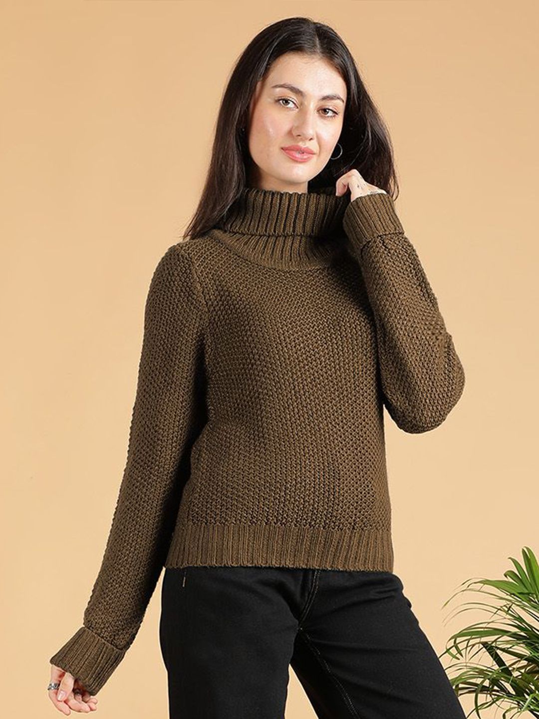 Kotty Women Turtle Neck Long Sleeves Pullover