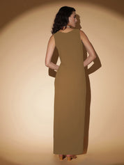 Kotty Women Solid Boat Neck Sleeveless Maxi Dress