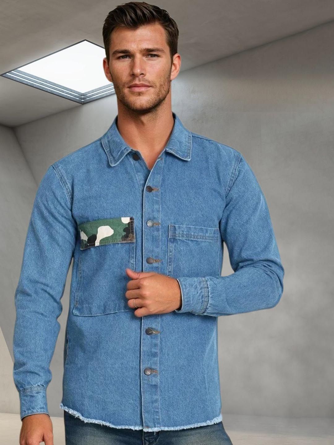 Kotty Abstract Printed Open Front Denim Jacket