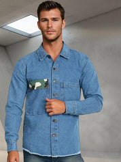 Kotty Abstract Printed Open Front Denim Jacket