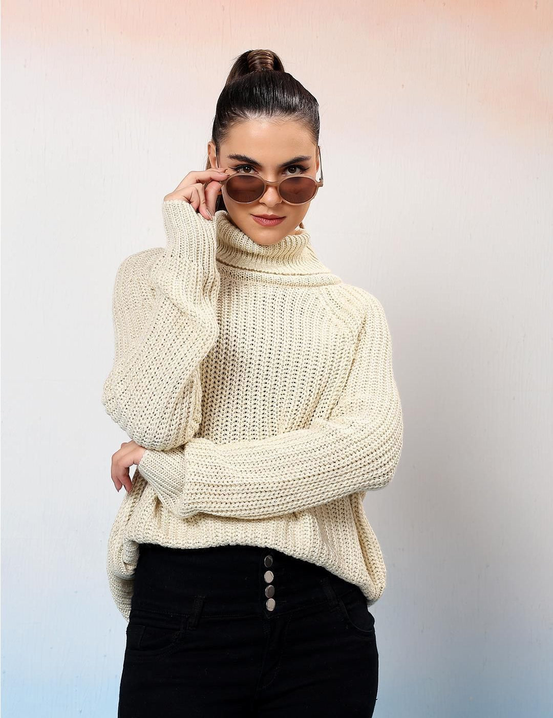 Kotty Women Turtle Neck Long Sleeves Pullover