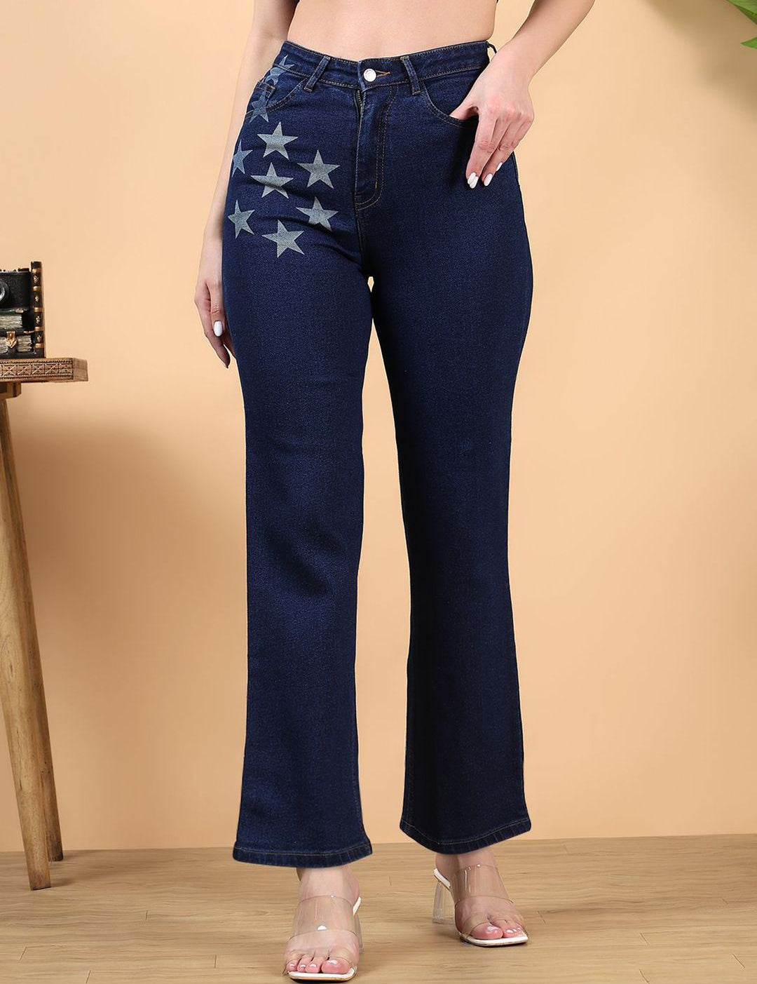 Kotty Women Straight Fit High-Rise Printed Stretchable Jeans