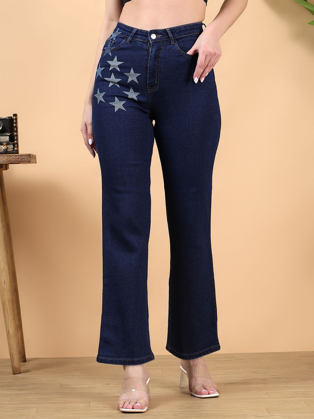 Kotty Women Straight Fit High-Rise Printed Stretchable Jeans