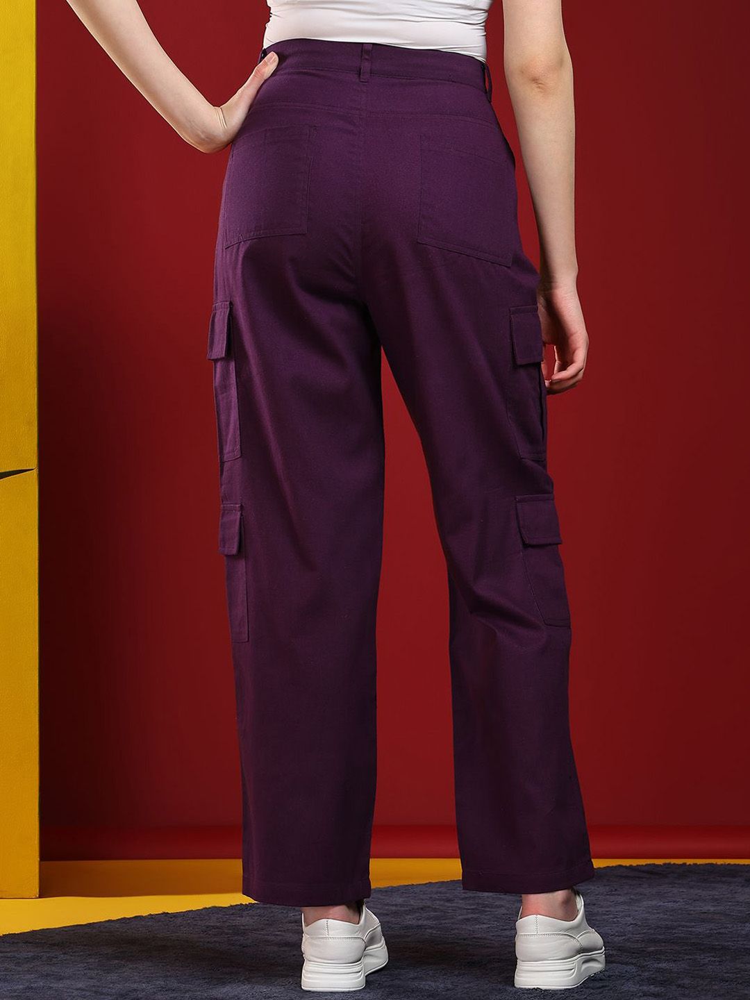 Kotty Women Regular Fit High-Rise Cargos Trouser