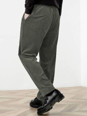 Kotty Men Relaxed Straight Fit High-Rise Corduroy Trousers