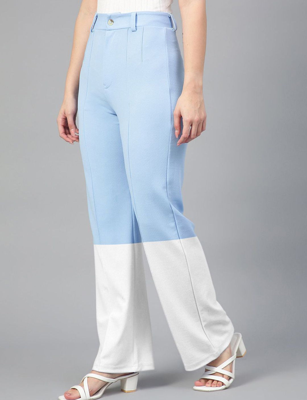 Kotty Women Colourblocked Straight Fit High-Rise Easy Wash Pleated Trousers