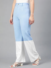 Kotty Women Colourblocked Straight Fit High-Rise Easy Wash Pleated Trousers