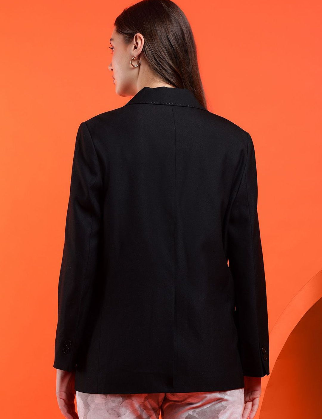 Kotty Women Solid Notched Lapel Collar Overcoat