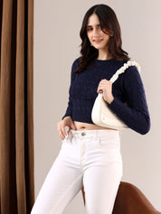 Kotty Women Cable Knit Crop Pullover