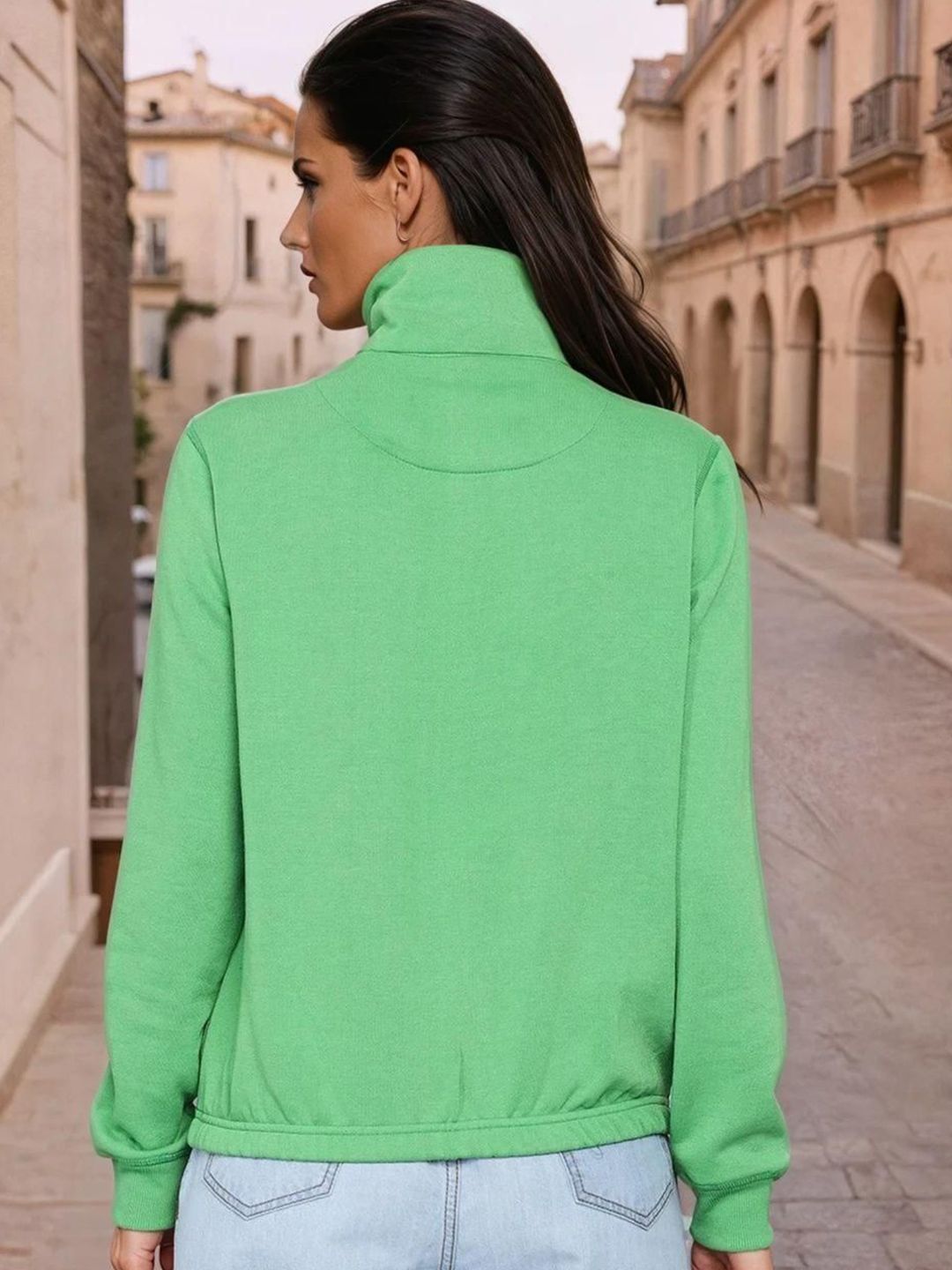 Kotty Women Mock Collar Printed Sweatshirt