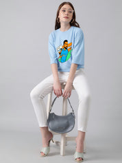 Kotty Women Graphic Printed Round Neck Cotton Oversized T-shirt