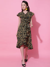 Kotty Print Crepe Fit & Flare Women Midi Dress