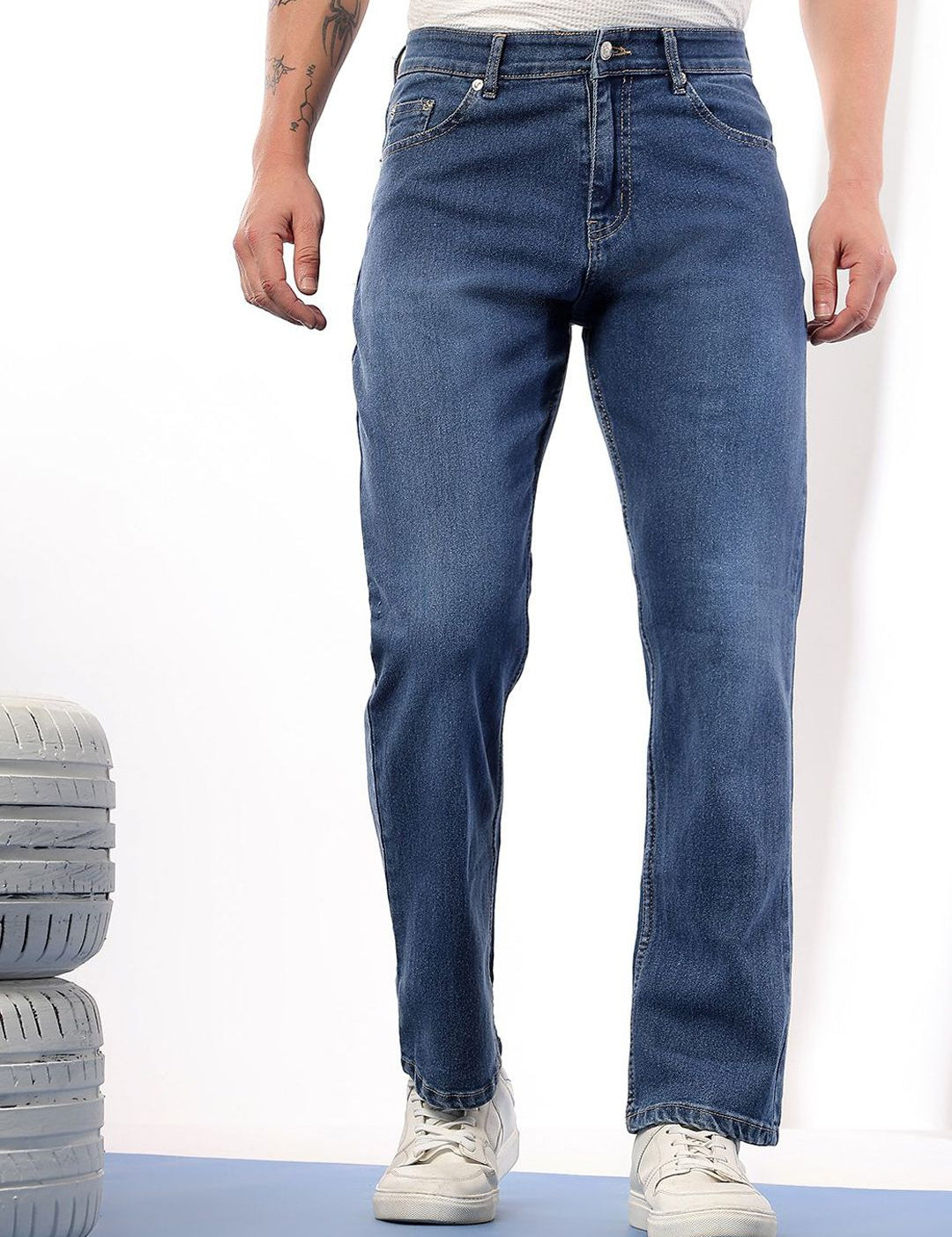 Kotty Men Comfort Regular Fit Mid-Rise Stretchable Jeans