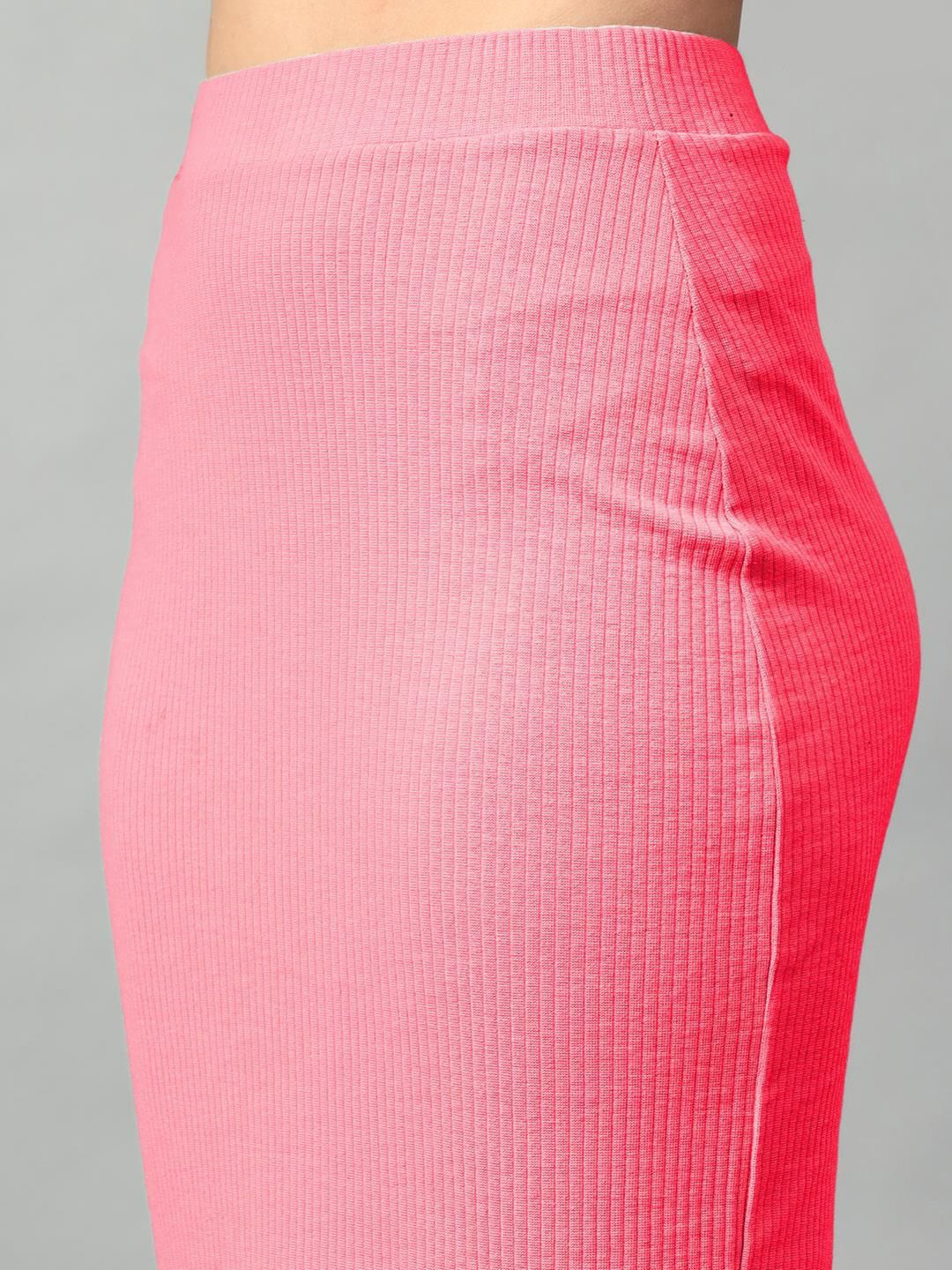 Kotty Pink V-Neck Short Sleeves Top With Skirt 