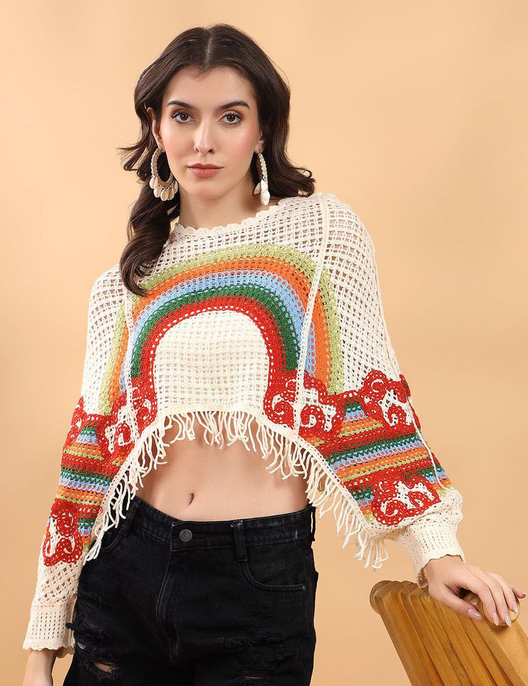 Kotty Crochet Fringed Cotton Top