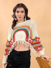 Kotty Crochet Fringed Cotton Top