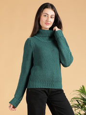 Kotty Women Turtle Neck Ribbed Pullover Sweater