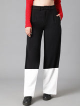 Kotty Women Colourblocked High-Rise Easy Wash Regular Trousers