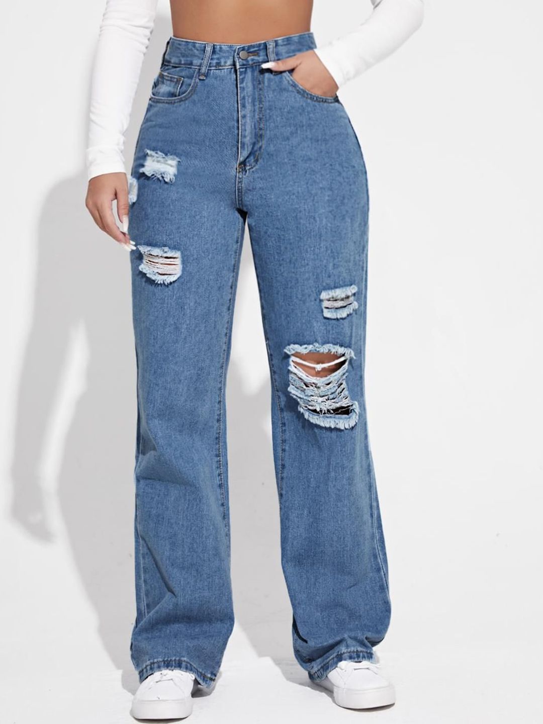 Kotty Women Straight Fit High-Rise Stretchable Jeans