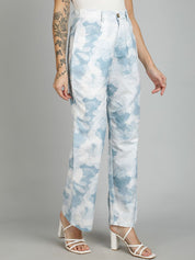 Kotty Women Cotton Printed Straight Fit High-Rise Easy Wash Trousers