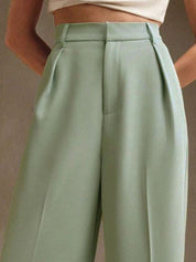 Kotty Women Relaxed Straight Leg High-Rise Pleated Trousers