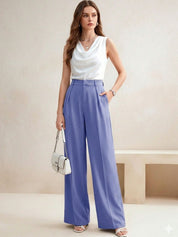 Purple Regular Fit High-Rise Trousers for Women | Kotty