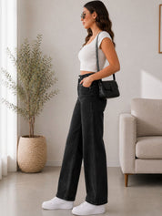 Women's Black High-Waisted Wide-Leg Jeans Online