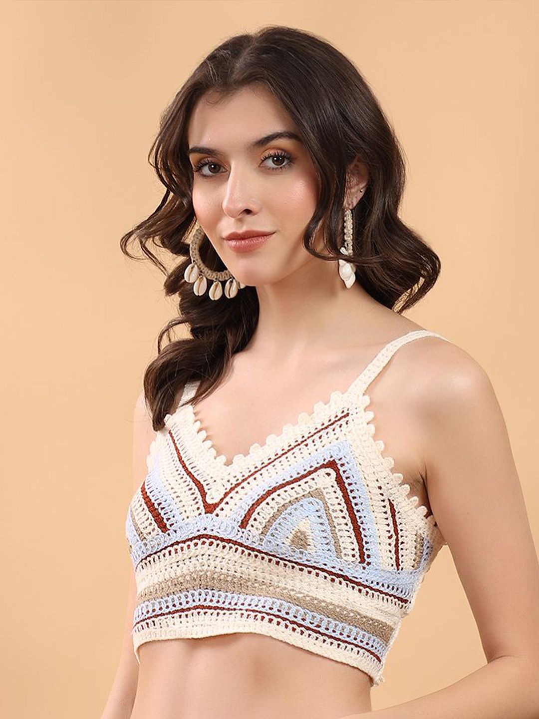 Kotty Embellished Print Cotton Crop Top