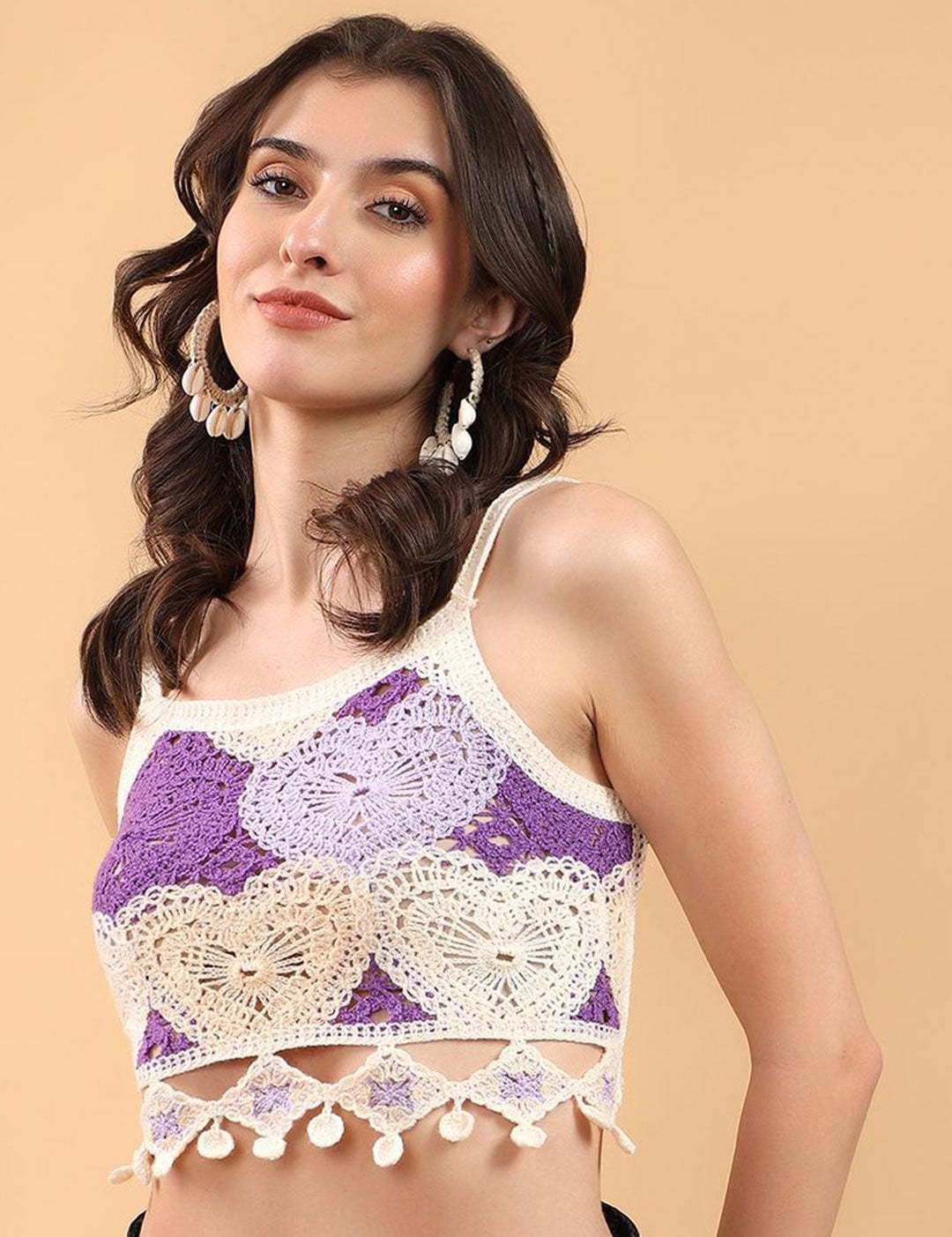 Kotty Embellished Print Cotton Crop Top