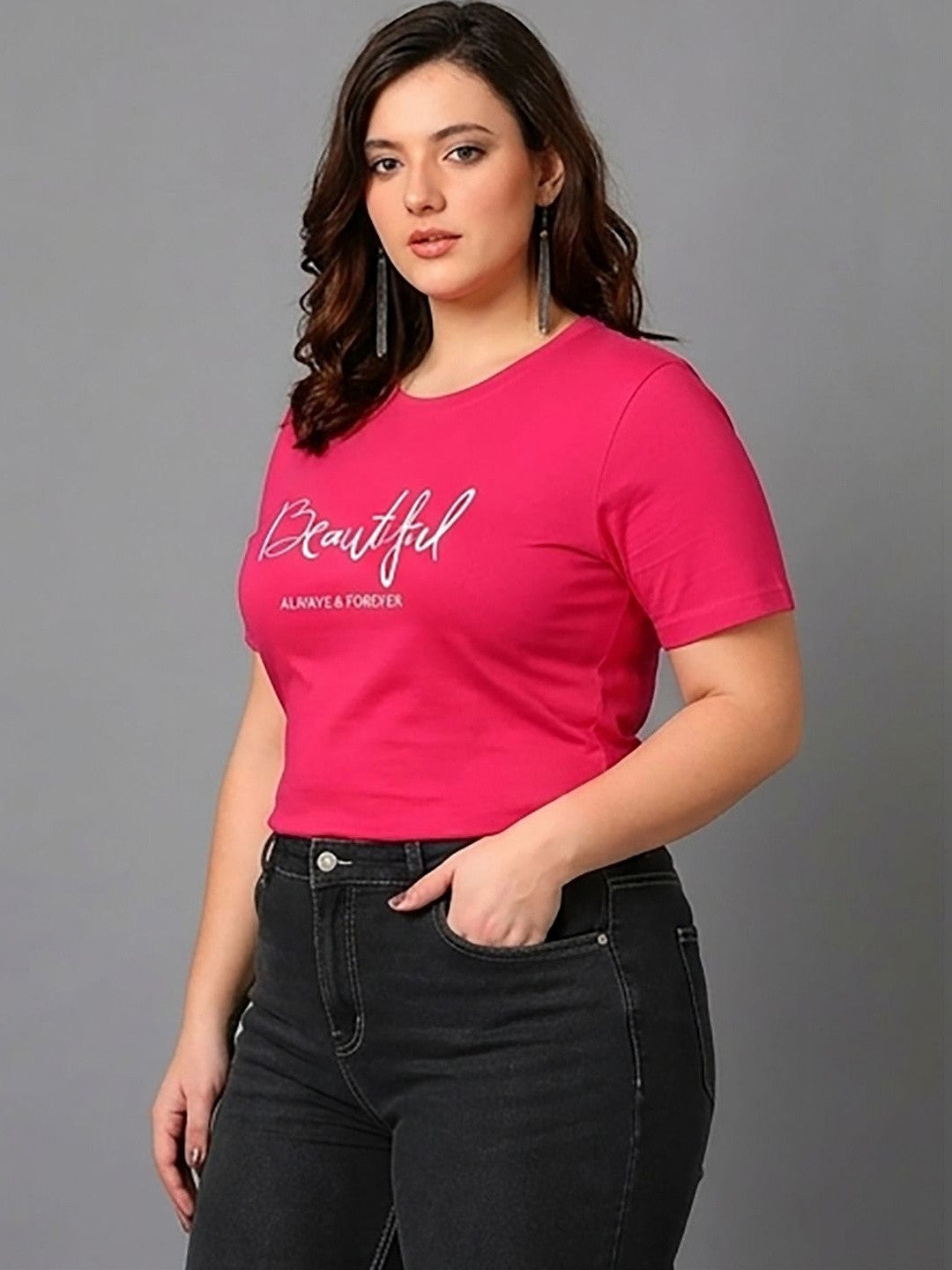 Kotty women pink typography printed t-shirt