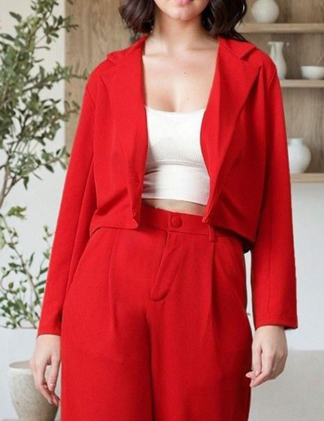 Kotty Lapel Collar Long Sleeves Coat With Trouser 