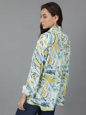 Kotty Women Spread Collar Floral Printed Cotton Oversized Casual Shirt